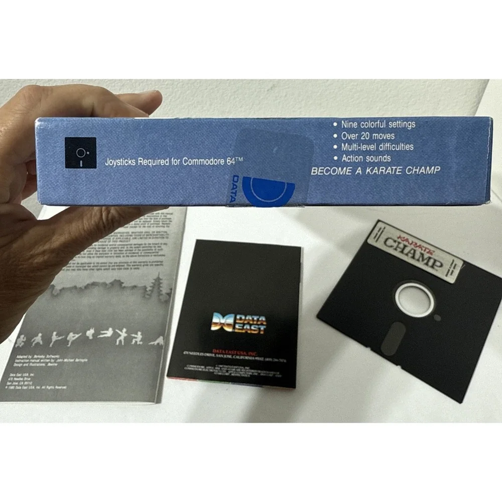 1985 KARATE CHAMP C64/128 Data East Apple Series Box Floppy Disk Inserts Vintage